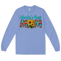 Colony Blue world's best mom sunflower Long Sleeve Tee - Artiststas