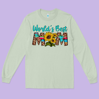 World's Best Mom Sunflower Long Sleeve Tee Designed By Artiststas