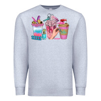Heather Grey Nail Coffee Cups With Rings Bbs Premium Sweatshirt - BundleAndBundleShop