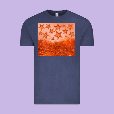 Orange Glitter Star Vintage Tee Designed By Jahusdesignshop