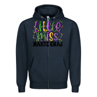 Navy little miss mardi gras Zipper Hoodie - MaliasSmallBusiness