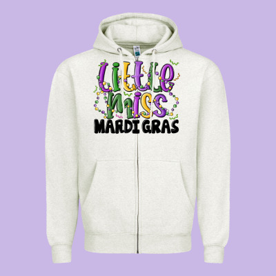 Little Miss Mardi Gras Zipper Hoodie Designed By Maliassmallbusiness