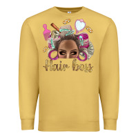 Antique Gold Hair Boss Afro Messy Bun With Money Bbs Premium Sweatshirt - BundleAndBundleShop