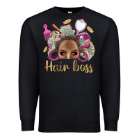 Black Hair Boss Afro Messy Bun With Money Bbs Premium Sweatshirt - BundleAndBundleShop