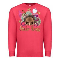 Cardinal Hair Boss Afro Messy Bun With Money Bbs Premium Sweatshirt - BundleAndBundleShop