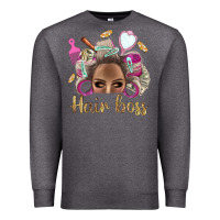 Charcoal Heather Hair Boss Afro Messy Bun With Money Bbs Premium Sweatshirt - BundleAndBundleShop