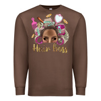 Chestnut Hair Boss Afro Messy Bun With Money Bbs Premium Sweatshirt - BundleAndBundleShop