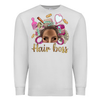 Dove Grey Hair Boss Afro Messy Bun With Money Bbs Premium Sweatshirt - BundleAndBundleShop