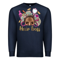 Navy Hair Boss Afro Messy Bun With Money Bbs Premium Sweatshirt - BundleAndBundleShop