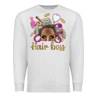 Oatmeal Heather Hair Boss Afro Messy Bun With Money Bbs Premium Sweatshirt - BundleAndBundleShop