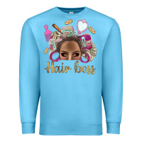 Ocean Blue Hair Boss Afro Messy Bun With Money Bbs Premium Sweatshirt - BundleAndBundleShop