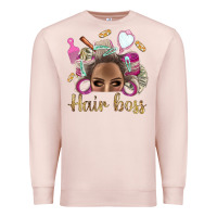Pale Pink Hair Boss Afro Messy Bun With Money Bbs Premium Sweatshirt - BundleAndBundleShop