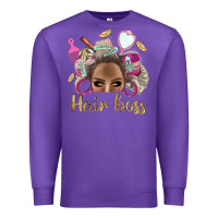 Purple Hair Boss Afro Messy Bun With Money Bbs Premium Sweatshirt - BundleAndBundleShop