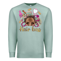 Seafoam Hair Boss Afro Messy Bun With Money Bbs Premium Sweatshirt - BundleAndBundleShop