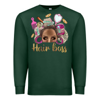 Sports Green Hair Boss Afro Messy Bun With Money Bbs Premium Sweatshirt - BundleAndBundleShop