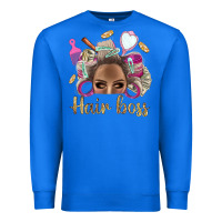 True Royal Hair Boss Afro Messy Bun With Money Bbs Premium Sweatshirt - BundleAndBundleShop