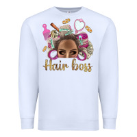 White Hair Boss Afro Messy Bun With Money Bbs Premium Sweatshirt - BundleAndBundleShop