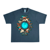 Midnight Navy aztec leopard turquoise gemstone Urban Heavy Tee - JahusDesignShop
