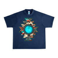Navy aztec leopard turquoise gemstone Urban Heavy Tee - JahusDesignShop