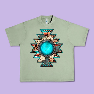 Aztec Leopard Turquoise Gemstone Urban Heavy Tee Designed By Jahusdesignshop