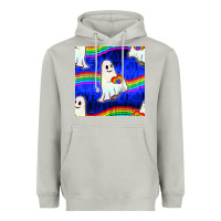 Moon Dust Pride lgbtq ghosts and heart with rainbow seamless Heavyweight Hoodie - BundleAndBundleShop