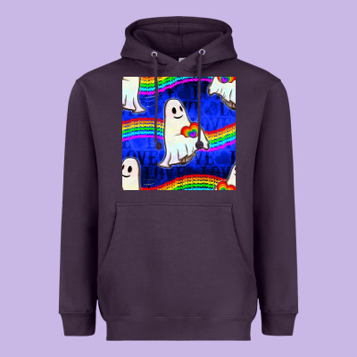 Pride Lgbtq Ghosts And Heart With Rainbow Seamless Heavyweight Hoodie Designed By Bundleandbundleshop