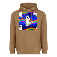 Toasted Coconut Pride lgbtq ghosts and heart with rainbow seamless Heavyweight Hoodie - BundleAndBundleShop