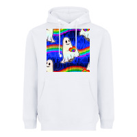 White Pride lgbtq ghosts and heart with rainbow seamless Heavyweight Hoodie - BundleAndBundleShop