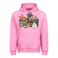 Fuchsia Pink Farm animal coffee cups Urban Hoodie - HowdyJamesFarm