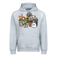 Heather Grey Farm animal coffee cups Urban Hoodie - HowdyJamesFarm