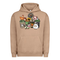 Pigment Burro Farm animal coffee cups Urban Hoodie - HowdyJamesFarm