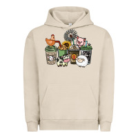 Pigment French Oak Farm animal coffee cups Urban Hoodie - HowdyJamesFarm