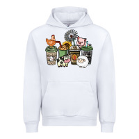 White Farm animal coffee cups Urban Hoodie - HowdyJamesFarm