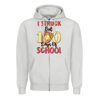Dove Grey i struck out 100 days of school Zipper Hoodie - MaliasSmallBusiness