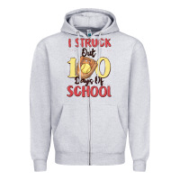 Heather Grey i struck out 100 days of school Zipper Hoodie - MaliasSmallBusiness