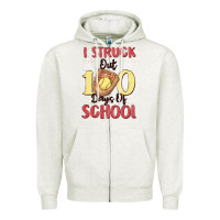 Oatmeal Heather i struck out 100 days of school Zipper Hoodie - MaliasSmallBusiness