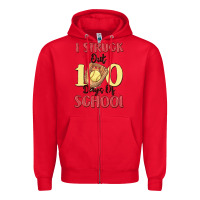 Red i struck out 100 days of school Zipper Hoodie - MaliasSmallBusiness