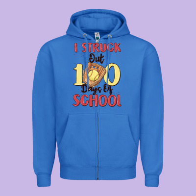 I Struck Out 100 Days Of School Zipper Hoodie Designed By Maliassmallbusiness