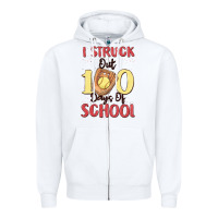 White i struck out 100 days of school Zipper Hoodie - MaliasSmallBusiness