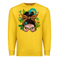 Lemon Western  Messy Bun With Cactus Premium Sweatshirt - BundleAndBundleShop