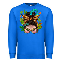 True Royal Western  Messy Bun With Cactus Premium Sweatshirt - BundleAndBundleShop