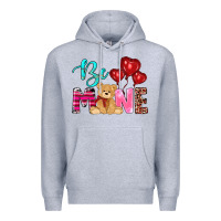 Heather Grey valentine's day be mine tedybear Premium Hoodie - RanaPortraitStore