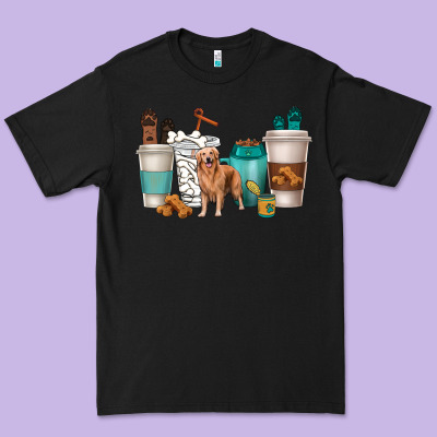 Golden Retriever Dog Coffee Cups Premium Tee Designed By Texasbilliewilder