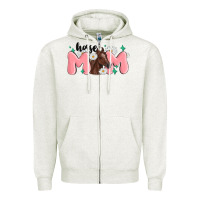 Oatmeal Heather horse mom Zipper Hoodie - MaliasSmallBusiness