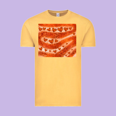 Orange Glitter Heart Vintage Tee Designed By Jahusdesignshop