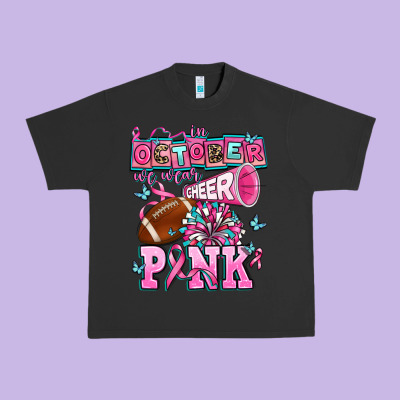 In October We Wear Cheer Pink Football Urban Heavy Tee Designed By Adodesignshop