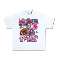 White in october we wear cheer pink football Urban Heavy Tee - AdoDesignShop