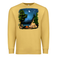 Antique Gold Night Glamping Camp With Wine Premium Sweatshirt - BundleAndBundleShop