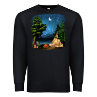 Black Night Glamping Camp With Wine Premium Sweatshirt - BundleAndBundleShop