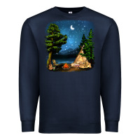 Navy Night Glamping Camp With Wine Premium Sweatshirt - BundleAndBundleShop
